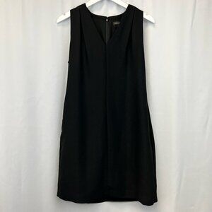 Banana Republic Womens A Line Dress Solid Black V Neck Sleeveless Knee Length 2